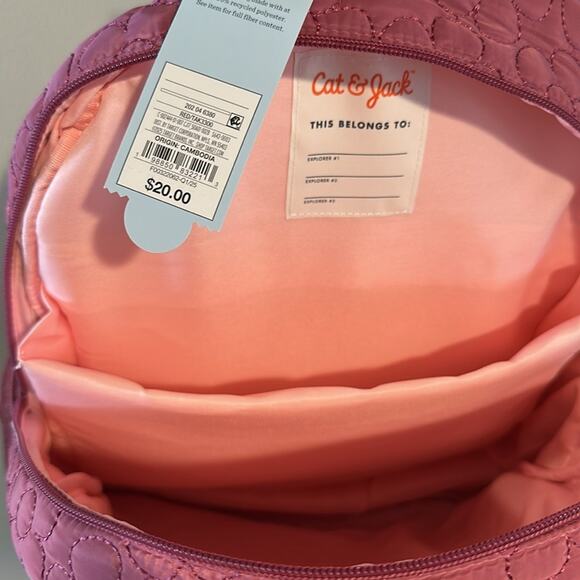 Cat & Jack 16" Maroon Two-Pocket Quilted Flower Backpack - Picture 14 of 14